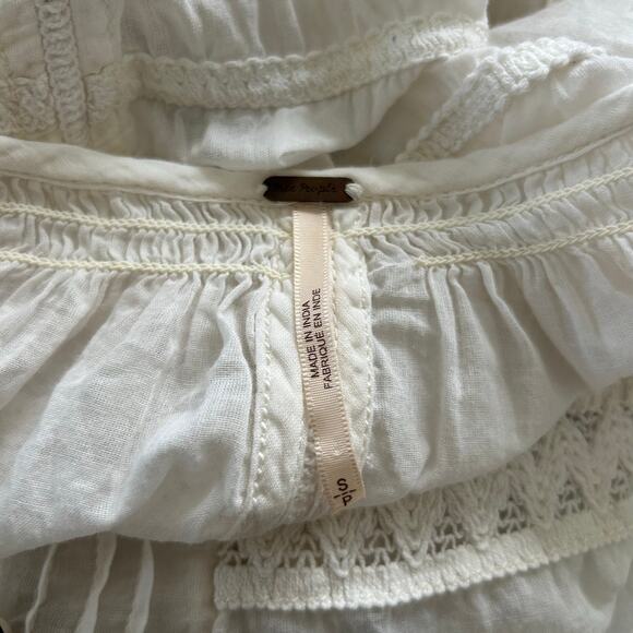 Free People Women Oversized Top Blouse White Boho Romantic Feminine Size Small - Picture 6 of 11